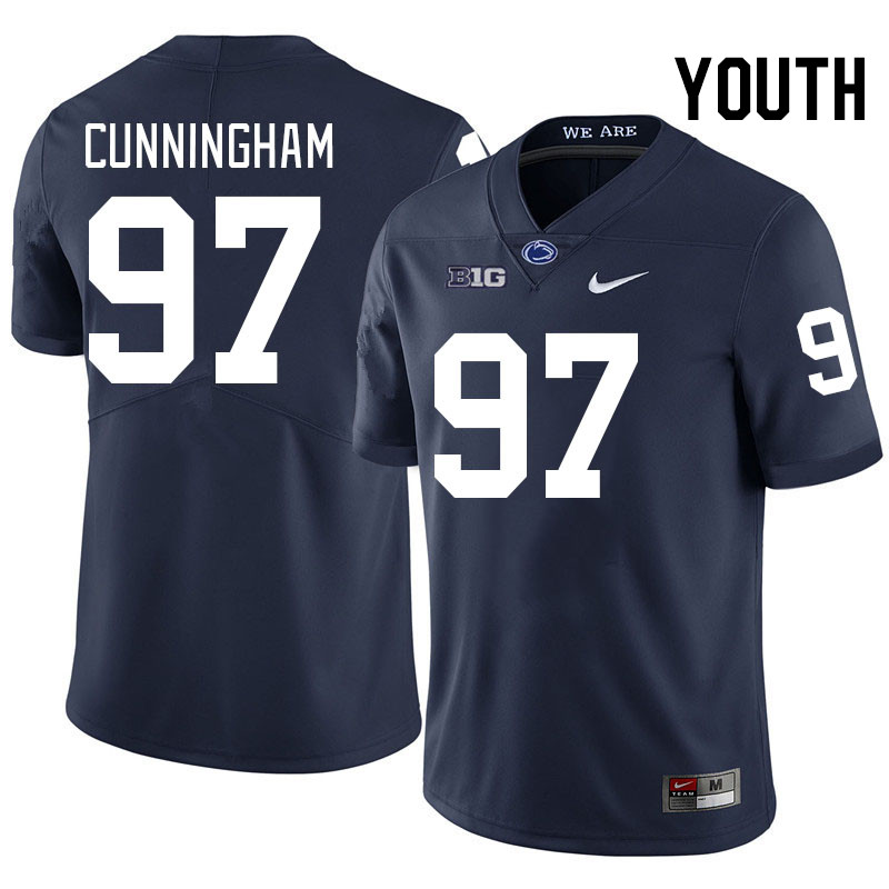 Youth #97 T.A. Cunningham Penn State Nittany Lions College Football Jerseys Stitched-Navy